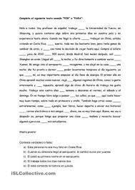 Texto Con Huecos Para Repasar El Uso De Las Preposiciones Por Y Para Trabajos Ele Preposiciones Espanol Preposiciones Ejercicios De Espanol