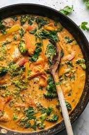 Add the coconut oil to a large skillet or wok over medium high heat. Thai Red Curry With Shrimp Vegetables And Infused Rice