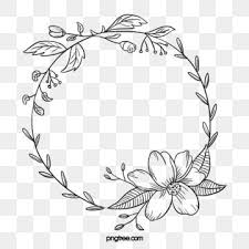 Black Hand Painted Line Side Wedding Decoration With Enclosed Round Symbolic Flower Border Border Clipart Marry Wedding Decorations Png Transparent Clipart In 2020 How To Draw Hands Flower Drawing Wreath Drawing
