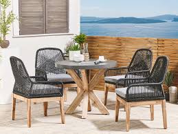 Maybe you would like to learn more about one of these? 4 Seater Concrete Garden Dining Set Round Table With Chairs Black Olbia Beliani Dk