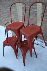 Set Of 4 French Vintage Industrial Red Tolix A Chairs Sold Vintage Industrial French Vintage French Inspired Furniture