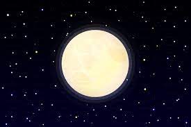 Vector Full Moon On Starry Sky