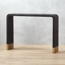 Tyler Leather Console Table With Stitch Detail Reviews Cb2 Modern Console Tables Leather Console Table Console Table