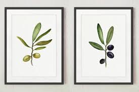 Olive Tree Watercolor Painting Olive Fruits Kitchen Signs Etsy Tree Watercolor Painting Art Print Set Watercolor Trees