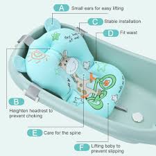 It includes a soft mesh sling for bathing newborns, as well as a cushion insert for infants. Portable Newborn Bath Tub Seat Mat With Air Cushion Non Slip Bath Tub Net Mat Floating Pad Safety Seat Green Savanna Baby Shop