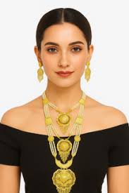 SMARNN Gold Plated Sita Rani Neckalce with Dori Earrings for Women Pearl,  Zircon Gold-plated Plated Metal, Stone, Mother of Pearl, Dori Necklace Set  Price in India