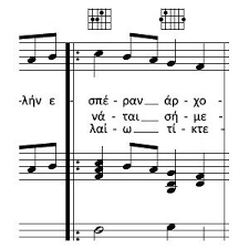 Χριστός γεννήθηκε, χαρά στον κόσμο, να καλή ώρα, καλή σου. Partitoyra Kalanta Xristoygennwn