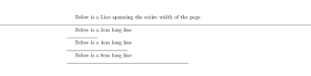 Again, make sure you include units for the length. Horizontal Line Spanning The Entire Document In Latex Tex Latex Stack Exchange