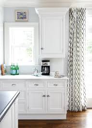 Gray and white kitchen curtains. Geometric Curtains Transitional Kitchen Muse Interiors