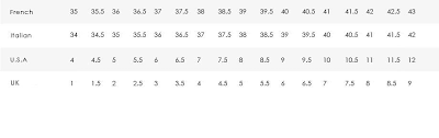 Dior Shoe Size Chart 2019