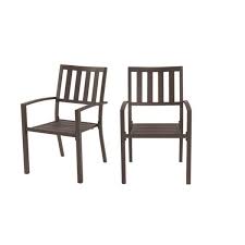Hampton Bay Mix And Match Dark Taupe Steel Stackable Slat Outdoor Dining Chairs 2 Pack Fss60508i2pkbr The Home Depot In 2020 Outdoor Dining Chairs Dining Chairs Patio Dining Chairs