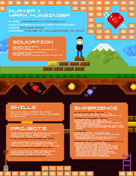 Geeky Pixel And Video Game Inspired Resume Creative Cvs Resume Design Creative Creative Cv