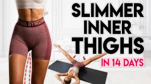 Keep your left leg moving up and down not touching the ground to create tension. Slimmer Inner Thighs In 14 Days Lose Thigh Fat 10 Min Home Workout Youtube