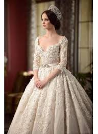 A Line Lace V Neck Wedding Dress 3 4 Sleeves Appliques Cathedral Train Bridal Dress Victorian Wedding Dress Big Wedding Dresses Country Wedding Gowns