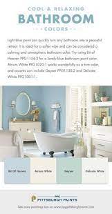 Shades of blue or green are always very calming. Cool Relaxing Paint Colors By Ppg Pittsburgh Paints Light Blue Paint Can Quickly Turn Any Bathro Relaxing Paint Colors Bathroom Colors Best Bathroom Colors