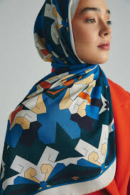 MAISA Tara Cotton Silk Shawl Petrol Blue