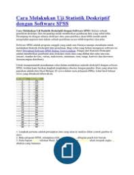 Cara Melakukan Uji Statistik Deskriptif Dengan Software Spss Cara Software Uji