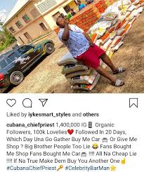 Check spelling or type a new query. Bbnaija People Too Lie Fans Bought Me Shop Fans Bought Car Cubana Chief Priest Shades Tacha Mercy Others Valid Updates