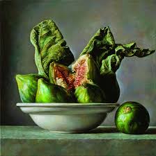 Gianluca Corona Green Oil On Board Cm 25 X 25 Www Salamongallery Com Fig Realism Figurative Art Con Still Life Art Still Life Painting Fruit Painting