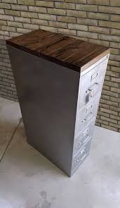 Metal Filing Cabinet 4 Drawer Refinished Wood Top Industrial Cabinet Rustic Home Office Urban Modern Living Furniture Metal Filing Cabinet Filing Cabinet File Cabinet Makeover