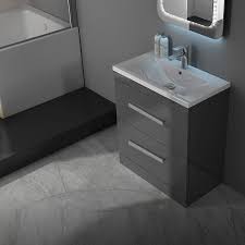 Two large, sizeable drawers, perfect storage solution for all of your bathroom essentials. Patello 60 Grey Vanity Unit And Basin 2 Draws Buy Online At Bathroom City