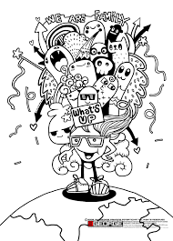 Crazy Doodle Monster Family Drawing Style Vector Illustration Family Concept Doodle Art Drawing Family Drawing Doodle Art
