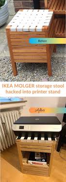 30 Min Hack Turns Ikea Storage Stool Into Printer Stand Ikea Hackers Printer Stand Ikea Printer Stand Storage Stool