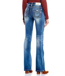 Miss Me Border Stitch Flap Pocket Bootcut Jeans