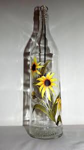 Black Bottle And Yellow Things Black Eyed Susans Glass Bottle Incense Burnergreat By Candezign 15 00 Wine Bottle Incense Burner Painted Wine Bottles Bottle Painting