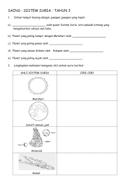 Bagi subjek sains, format soalan adalah dalam bentuk objektif sahaja. Sains Tahun 3 Exercise