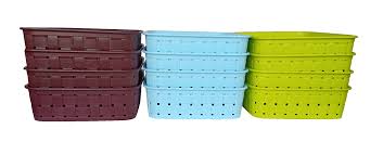 We've got a range of sizes and designs like wicker baskets, felt ones and storage baskets made of lightweight wood. Richcraft International Set Of 12 Checkered Small Storage Baskets Random Colours Size 19 Cm X 14 Cm X 6 Cm Capacity 1 6 Litres Buy Online In Antigua And Barbuda At Antigua Desertcart Com Productid 145983350