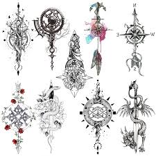 Sword tattoo designs can be customized in a variety of ways, making this a great tattoo choice for anyone hoping to have a truly unique piece of art on their body. Amazon Com Oottati 8 Sheets Black Arrow Compass Feather Dragon Anchor Sword Snake Tree Flower Temporary Tattoos For Arm Beauty