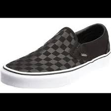 Black And Grey Checkered Slip On Vans Vans Shoes Vans Asher Black Checkered Slip On Color Black Size 10 Vans Slip On Sneaker Slip On