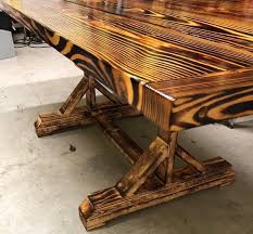 Shou Sugi Ban Dining Table Burnt Wood Finish Kitchen Table Solid Pine Wood Table Pine Table Ba Rustic Pine Furniture Burnt Wood Finish Pine Furniture