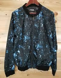 Men's RUDE XXX Black Galaxy Long Sleeve Bomber Style Jacket Size Medium |  eBay