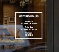 Custom Business Opening Hours Times Sign Windows Sticker Decal For Shop Bar Pub Cafe Barber Salon Design N Shop Signage Cafe Sign Shop Signs