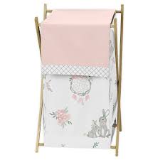sweet jojo designs bunny floral laundry hamper in pink grey buybuy baby in 2021 sweet jojo designs jojo designs baby girl nursery decor