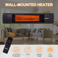 Installing an electric wall heater is little more than cutting a square hole in the wall, running 120v or 240v wiring into the device, securing the device to the wall, and turning it on. Kuton 1500w Electric Wall Mounted Patio Heater With Remote Control On Sale Overstock 32586745