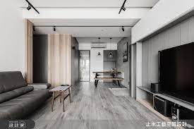 隱藏式美學x 低彩度配色 打造簡潔舒適工業宅 設計家searchome flat screen dining flatscreen tv