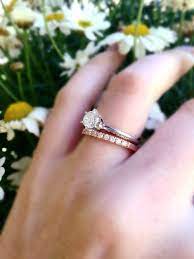 Show Me Your Mismatched E Ring And Band Weddingbee Wedding Rings Rose Gold Cheap Wedding Rings Sets Mixed Metal Wedding Rings