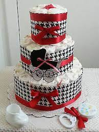See more ideas about white baby showers, black and white baby, baby shower. 3 Tier Red Black White Houndstooth Diaper Cake Baby Shower Gift Centerpiece Ebay