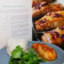 Hairy Bikers The Hairy Dieters Salmon With Chilli Ginger Sauce Salmon Ginger Recipe Hairy Dieters Ginger Sauce Healthy Recipes