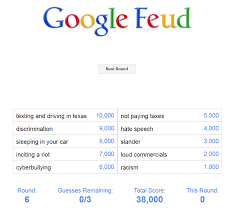 Google feud is an awesome game about all the weird/random messed up things people search on google! Google Feud Neogaf