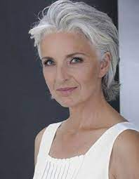 Keeping Dark Eyebrows And Lashes Is Striking Against Grey Love It Hair Styles For Women Over 50 Short Hair Styles Beautiful Gray Hair