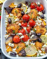 Put the grilled chicken inside a fresh baguette with cilantro stems and shredded carrots. Super Delicious Greek Chicken Bake Recipe Healthy Fitness Meals