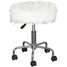 Plush Office Stool In White Office Stool White Leather Dining Chairs Leather Chaise Lounge Chair