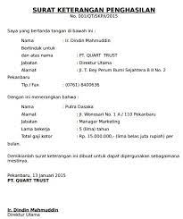 Contoh Surat Keterangan Gaji Penghasilan Karyawan Bumn Untuk Pengajuan Kredit Bank