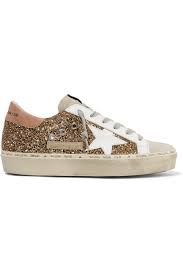 Hi star sneakers g33ws945.a7 upper in calf leather slight vintage treatment star in worn effect leather. Golden Goose Deluxe Brand Hi Star Distressed Glittered Leather And Suede Sneakers Size Eu 35 Approx Us 5 Regular M B Tradesy