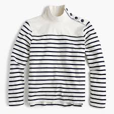 Black And White Striped Turtleneck Mens The Striped Turtleneck Reinvented See Buttons At The Shoulder For A Fun And Functional Take Loose Fit Body Striped Turtleneck Knitting Women Turtle Neck