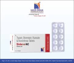 Sinbros-AC Trypsin Bromelain Rutoside & Aceclofenac Tablets, Nova Indus at  ₹ 2100box in Ambala